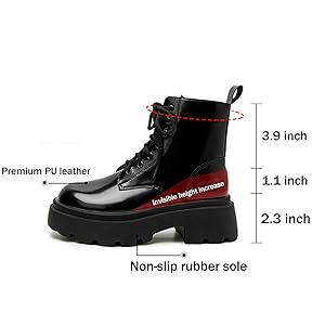 Amazon.com | KSEDT Black Platform Combat Boots Ankle Booties